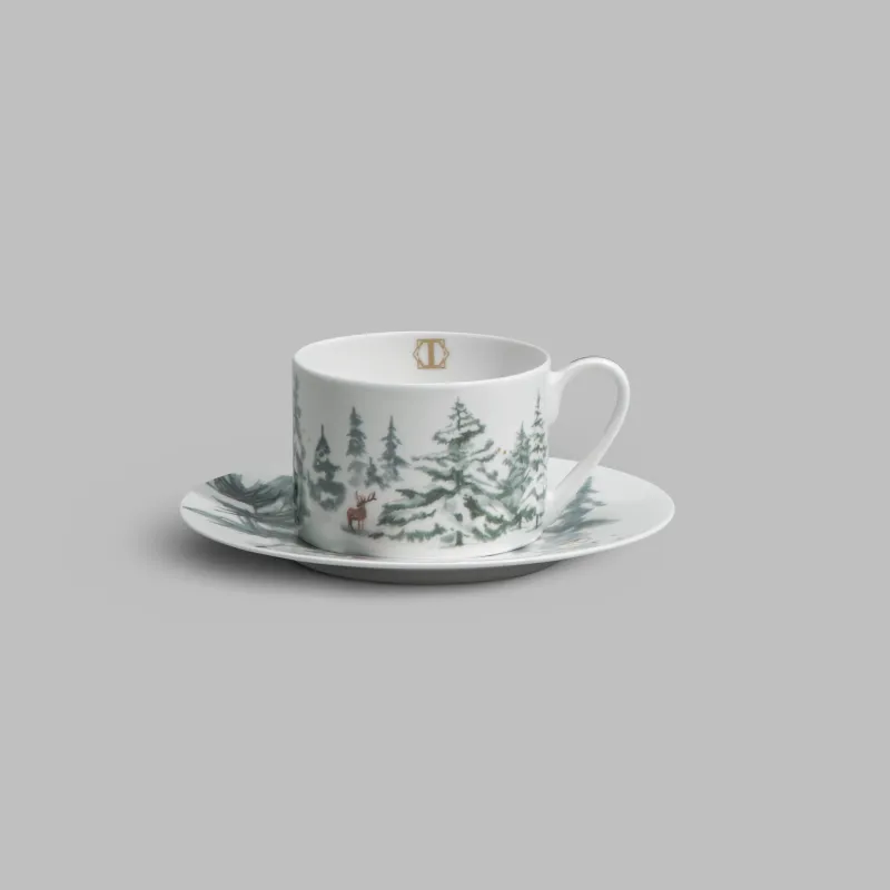 Tea Cup and Saucer set Snowy